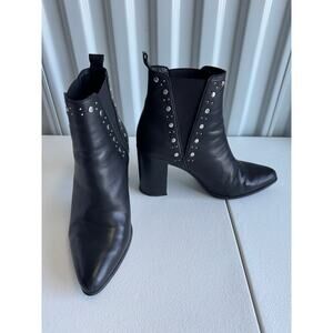 wojo boots 863551 Size 38 Black Soft Lether with Studs Block Heel